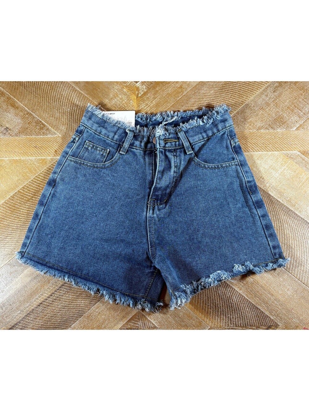 Women’s High Rise Frayed Denim Shorts S Raw Waist Hem Stretch Jean Shorts (209)